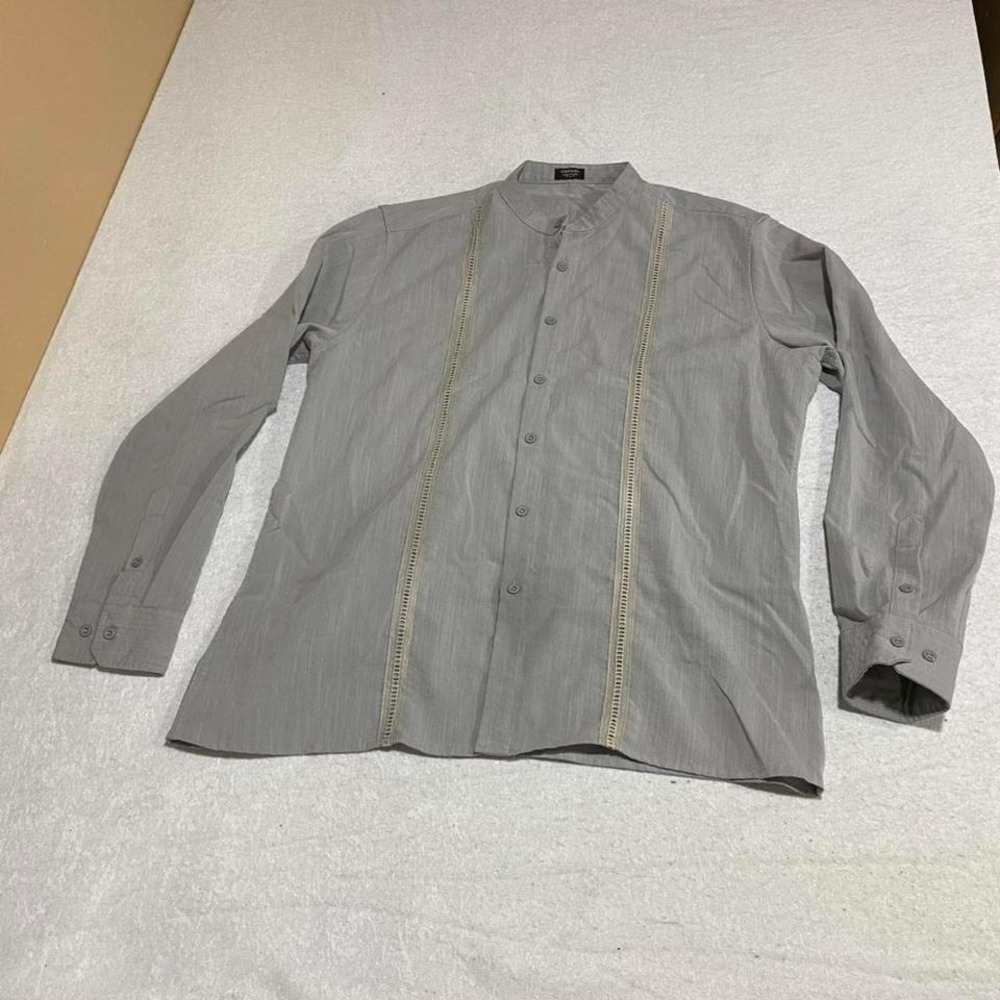 Coofandy Grey long sleeve button up shirt men large. SKU468#mensfashion